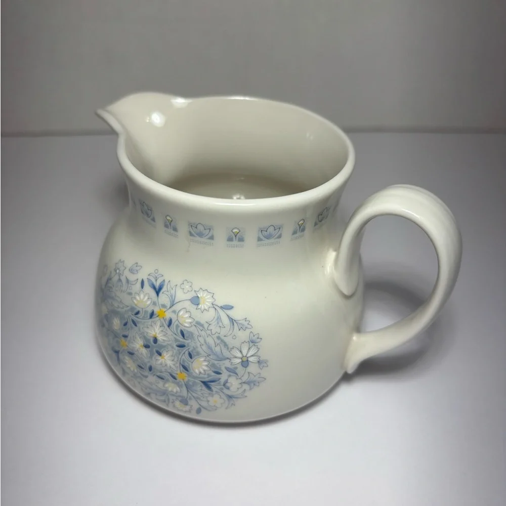 Royal Doulton Blue Floral Sugar Bowl With Lid and Creamer Set Grannycore